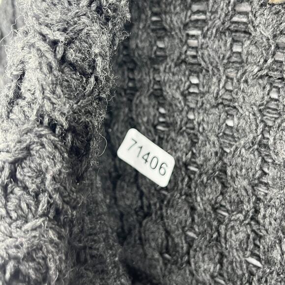 INIS CRAFTS Sweater Womens M Merino Wool Chunky Knit Cardigan Black Ireland - Picture 15 of 15